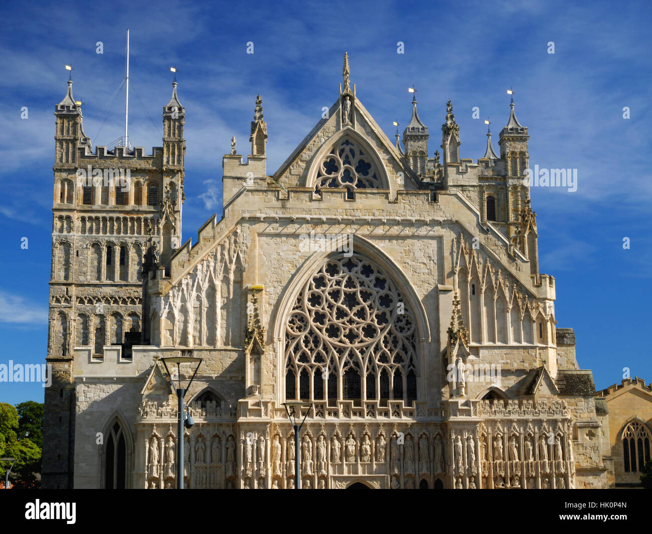 West Front, la Catedral de San Pedro, Exeter, Devon. Foto de stock