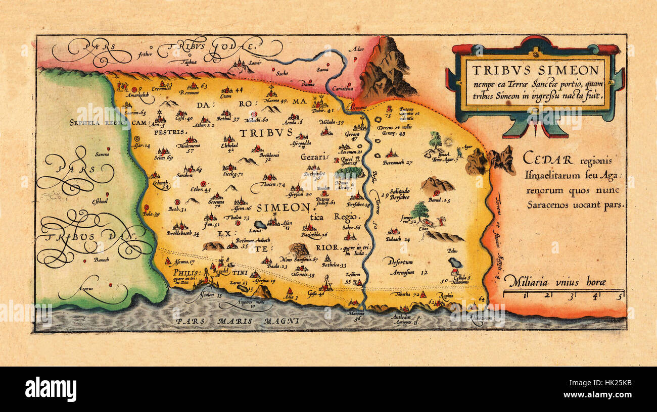 Mapa de la Tierra Santa 1628 Foto de stock