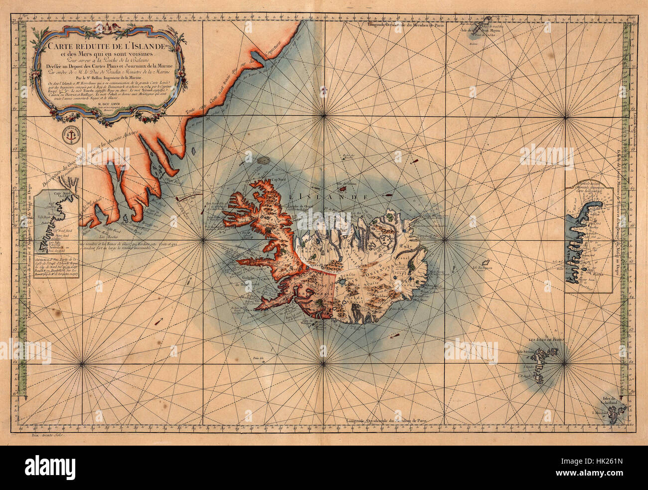 Mapa de Islandia 1767 Foto de stock