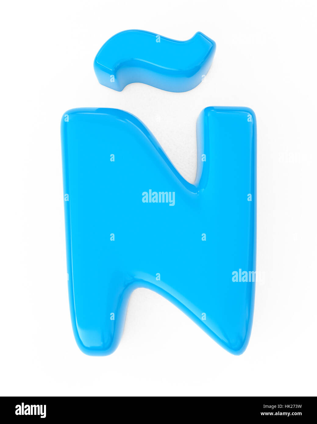 3d Azul Número De Burbujas Divertidas Letra ñ Aislado Fondo