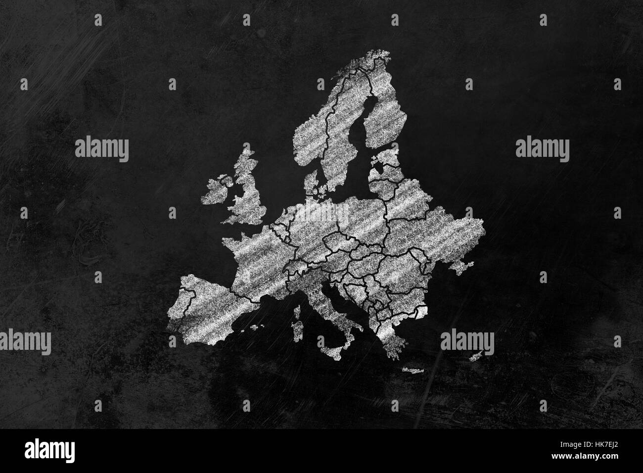 Europa con países como dibujar en una pizarra Foto de stock