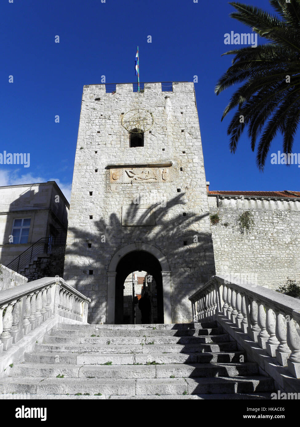 Korcula antiguas obras de arte y artesanía detalles,city gate,Croacia,Europa,32 Foto de stock