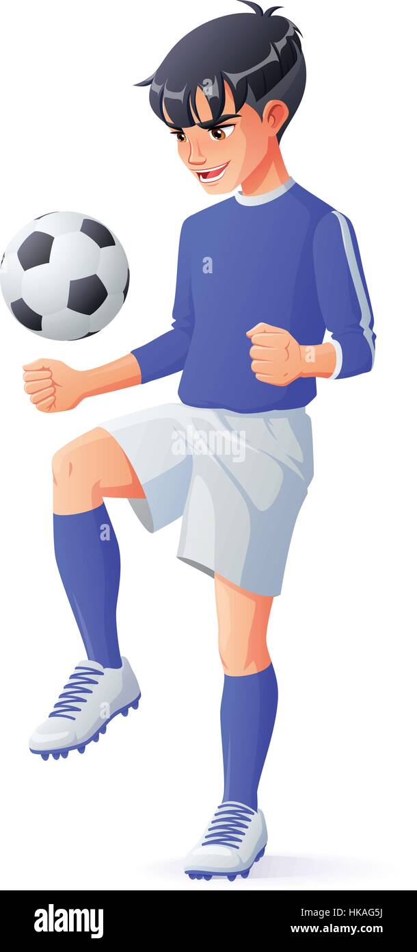 Vector o jugador de fútbol fútbol joven muchacho malabarismos con la pelota  Imagen Vector de stock - Alamy