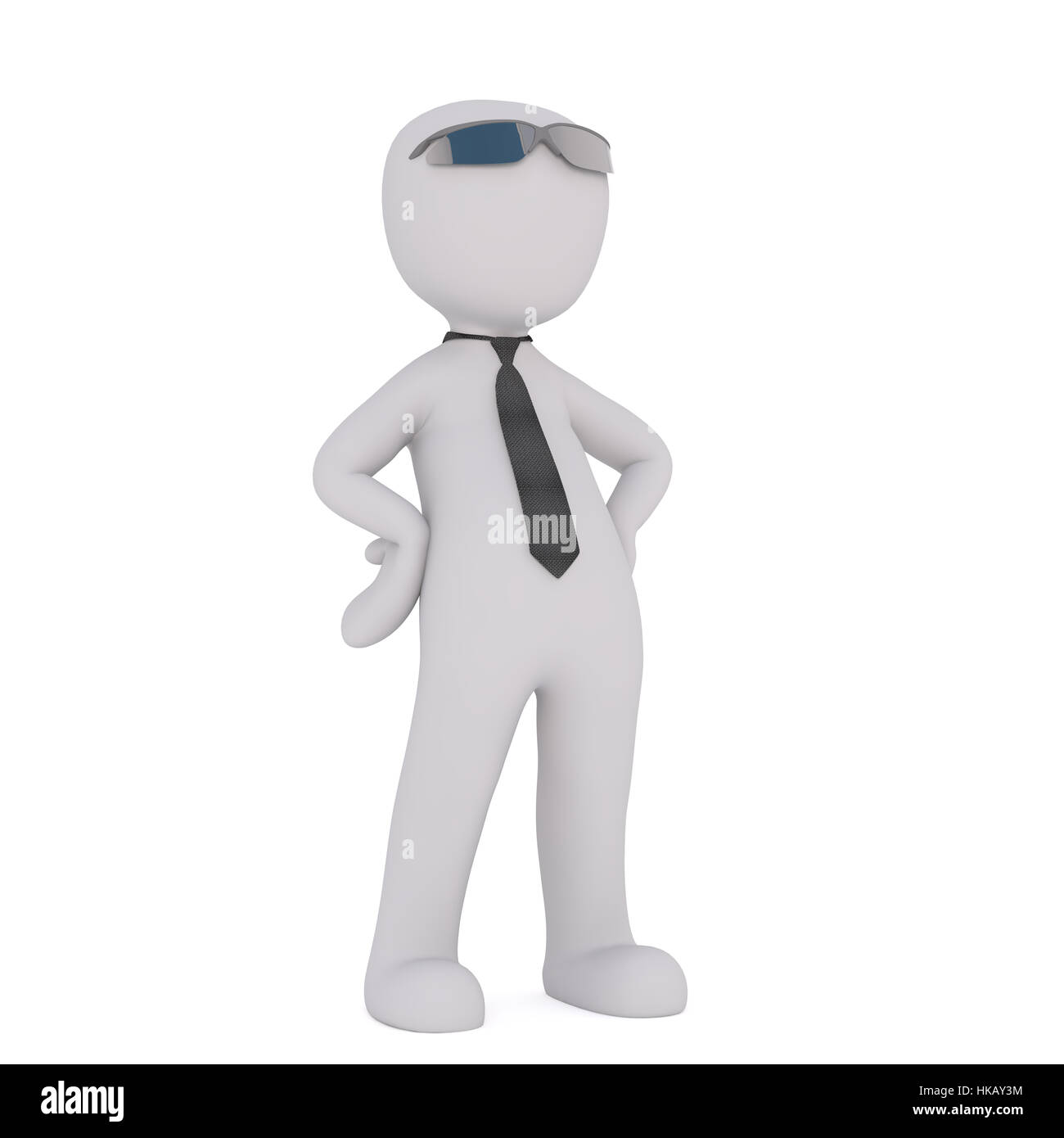 Generic 3D prestados personaje de caricatura vestidos de noche elegantes gafas de sol y corbata negra de pie con las manos en las caderas delante de un fondo blanco Fotografía de stock - Generic 3D prestados personaje de caricatura vestidos de noche elegantes gafas de sol y corbata negra de pie con las manos en las caderas delante de un fondo blanco Fotografía de stock -