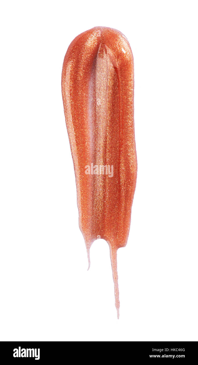 Un recorte de una imagen de belleza muestra de lip gloss. Foto de stock