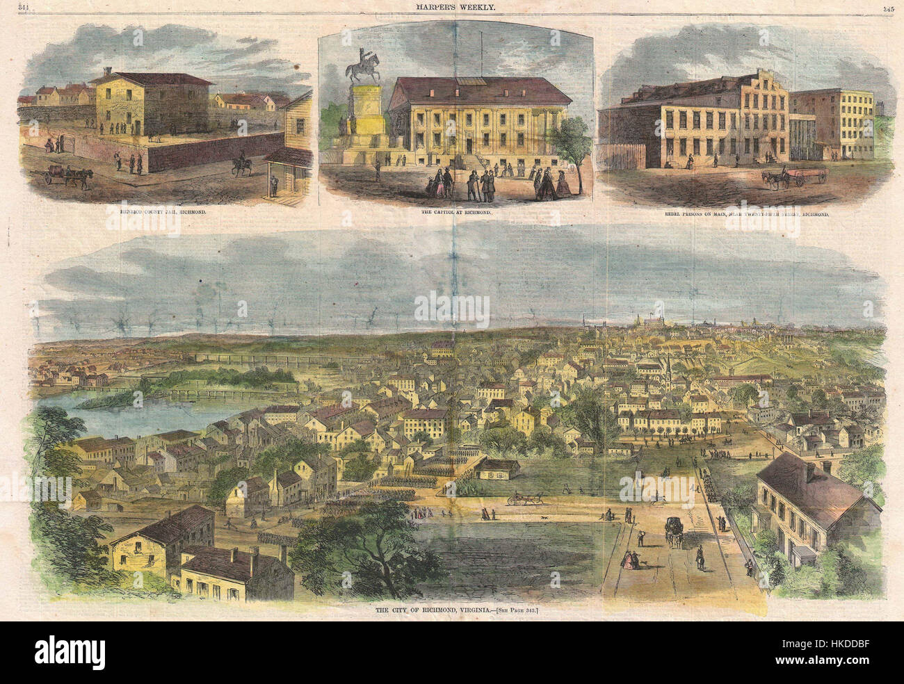 1862 Harper's Weekly Guerra Civil Vista de Richmond, Virginia Richmond harpersweekly Geographicus 1862 Foto de stock