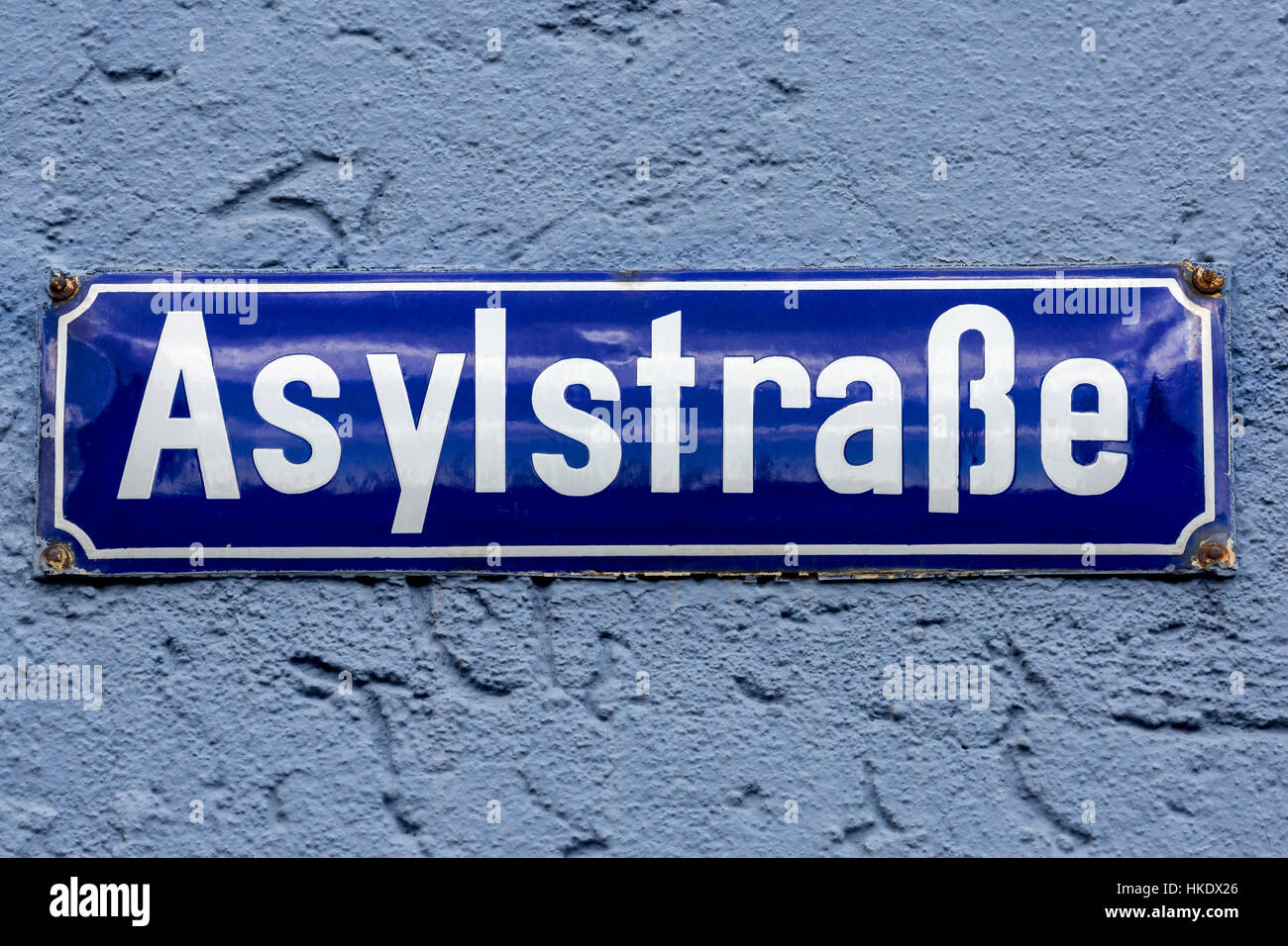 Calle signo Asylum Street, Weiden, Baviera, Alemania Foto de stock