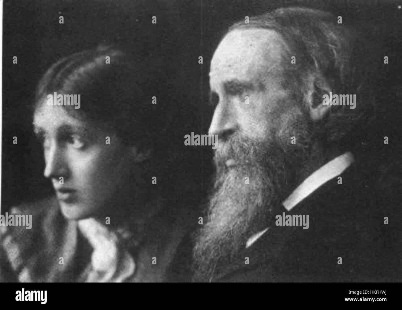 Virginia Woolf con su padre, Sir Leslie Stephen Foto de stock