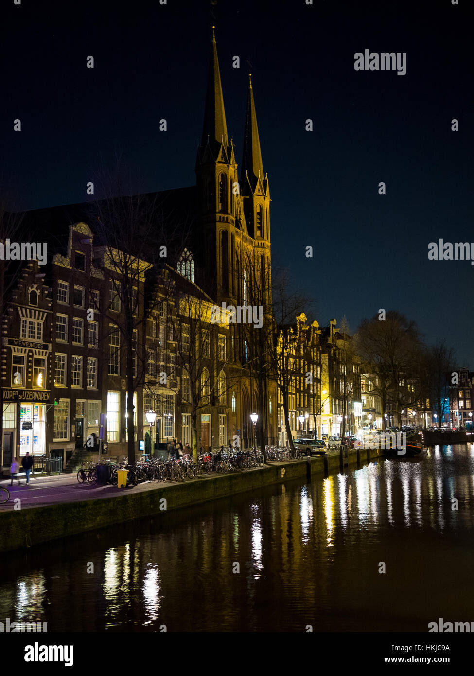 Nightview en Amsterdam con reflejos Foto de stock