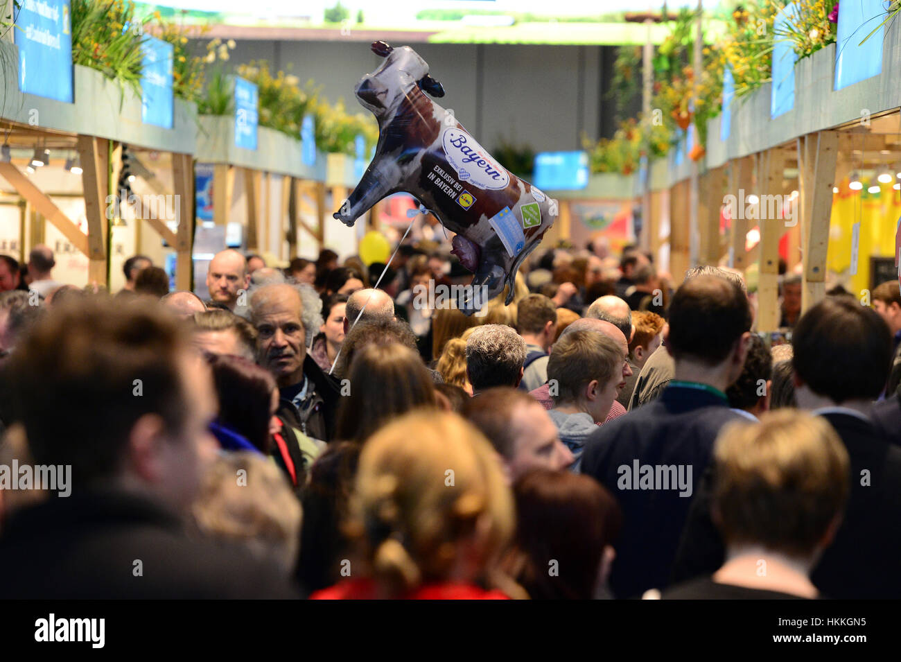 Berlín, Alemania. 29 ene, 2017. Los visitantes disfrutan del último día de la semana griega Internacional en Berlín, Alemania, el 29 de enero de 2017. Foto: Maurizio Gambarini/dpa/Alamy Live News Foto de stock