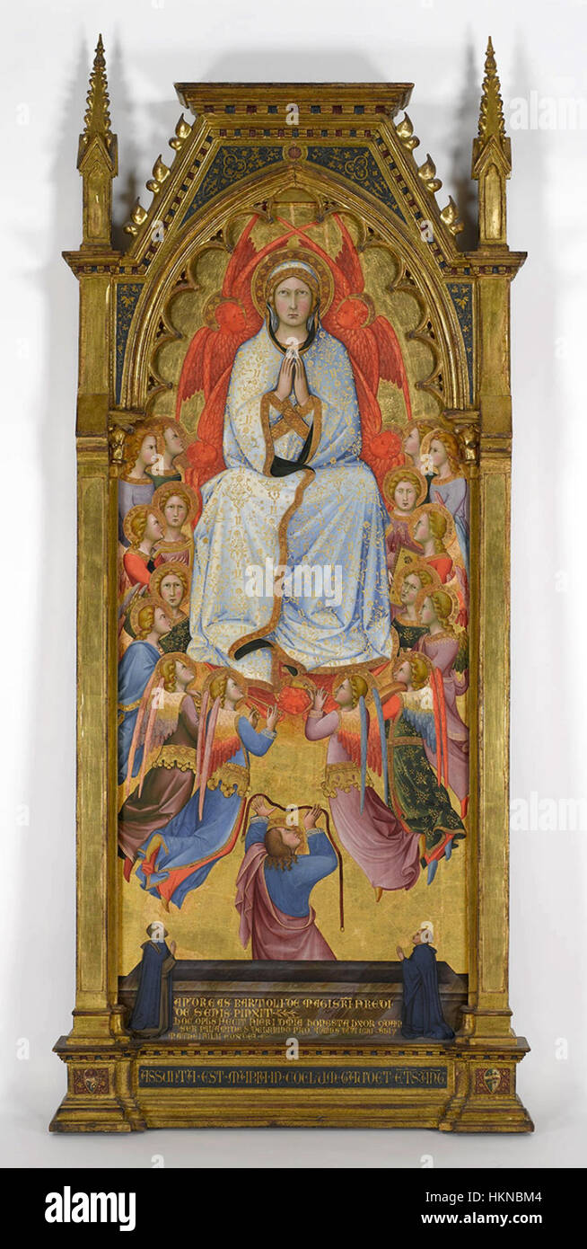 1 Andrea di Bartolo la asunción de la Virgen con Santo Tomás y dos donantes (Ser Palamedes y su hijo Matthew).1390s mofa de Virginia Foto de stock
