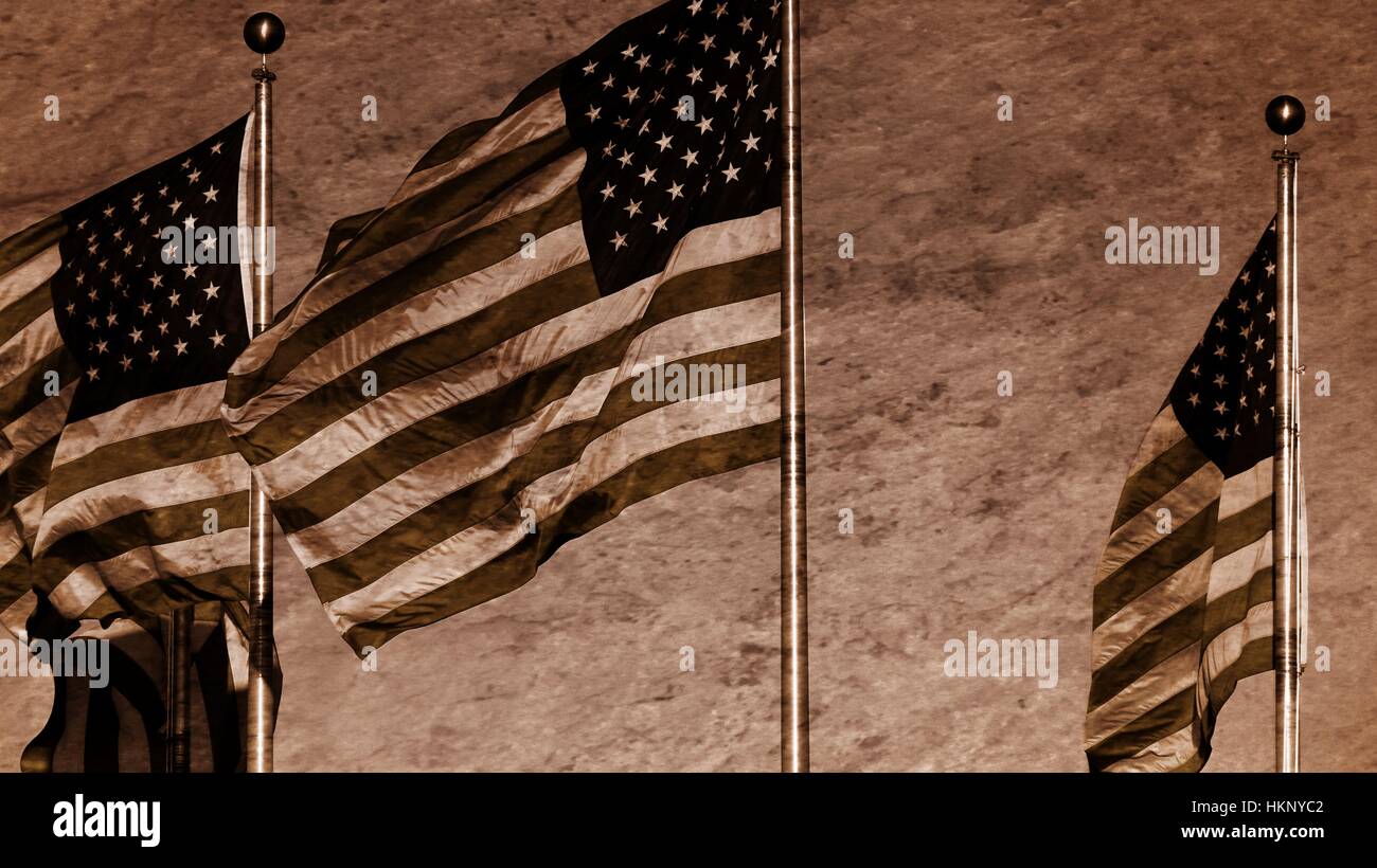 Las banderas americanas o Estados Unidos Foto de stock