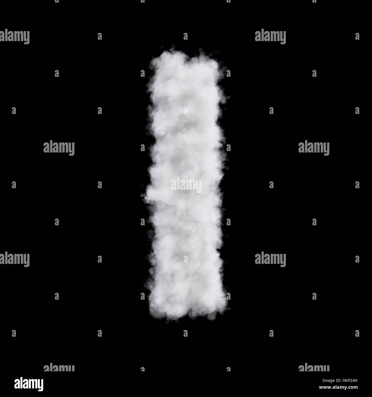 Letra mayúscula I font de forma nube blanca. Alfabeto nublado. 3D rendering ilustración. Aislado sobre fondo negro Foto de stock