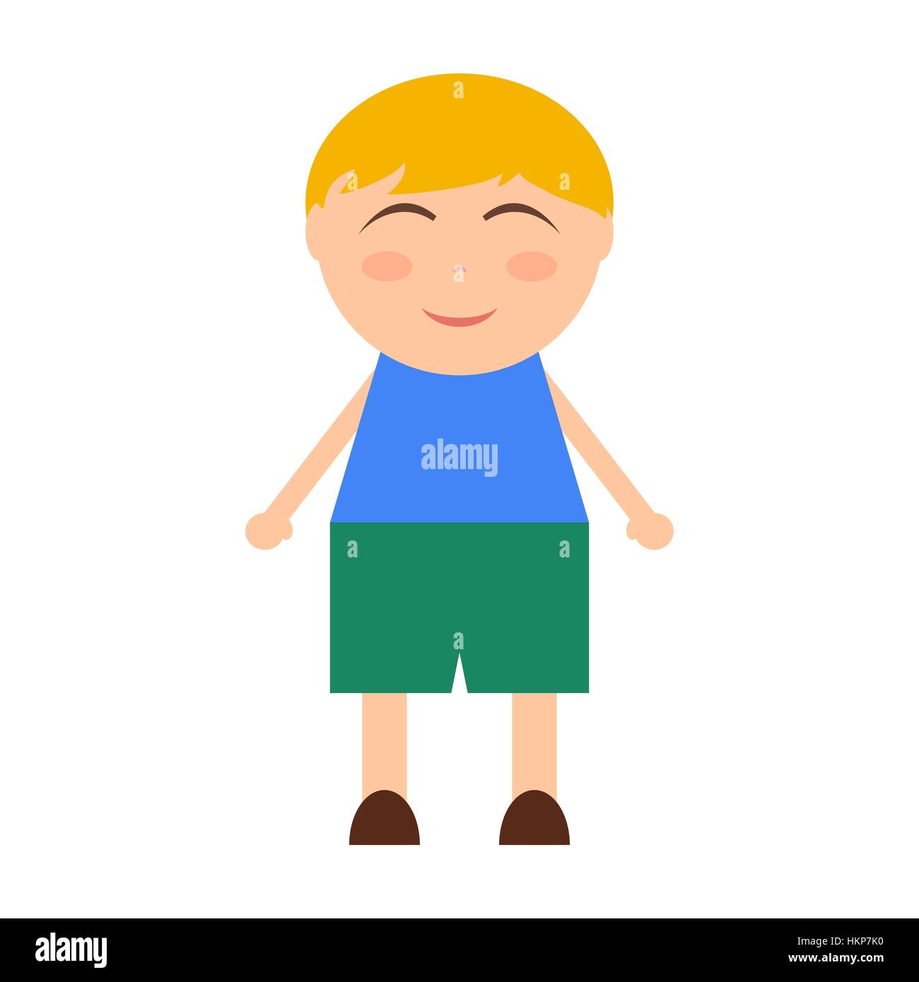 Un Niño Feliz Con Una Camiseta Verde En Fondo Azul Ilustraciones svg,  vectoriales, clip art vectorizado libre de derechos. Image 29354898