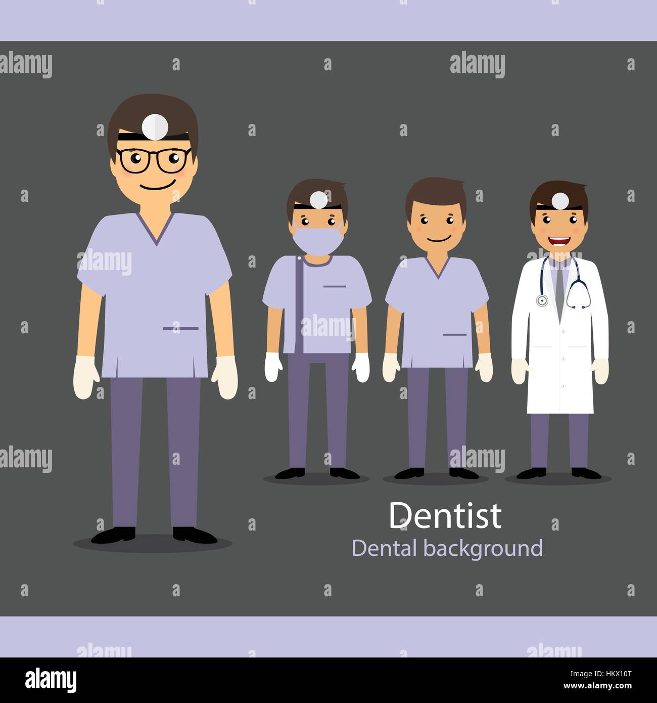 Juego de Cartoon dentista. Ilustración vectorial Imagen Vector de stock