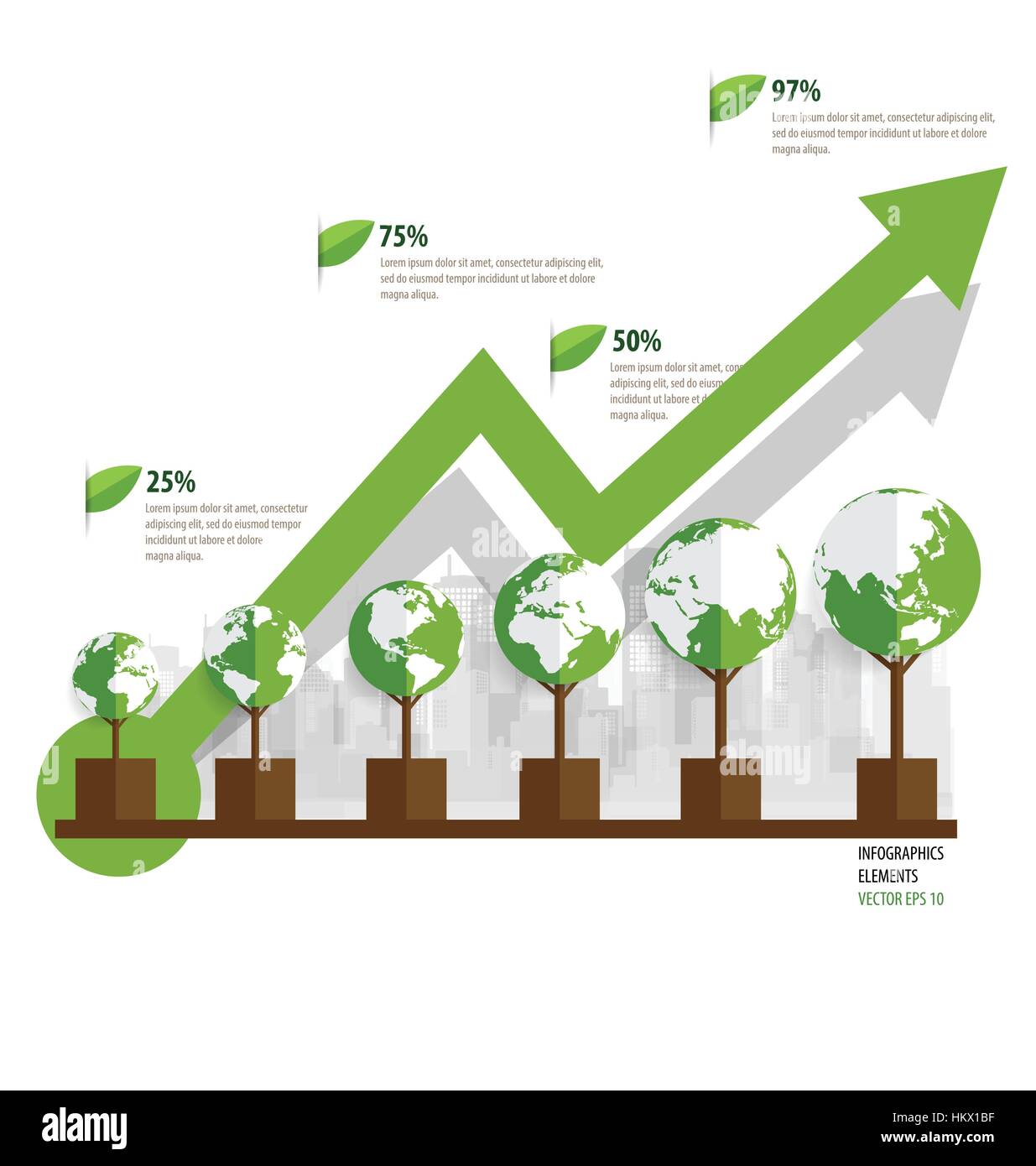 Ecología infografías elementos de diseño. Gráfico de crecimiento sostenible  con el medio ambiente empresarial. Ilustración vectorial Imagen Vector de  stock - Alamy