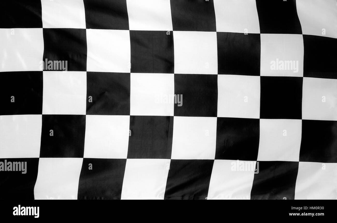Bandera a cuadros en blanco y negro Foto de stock