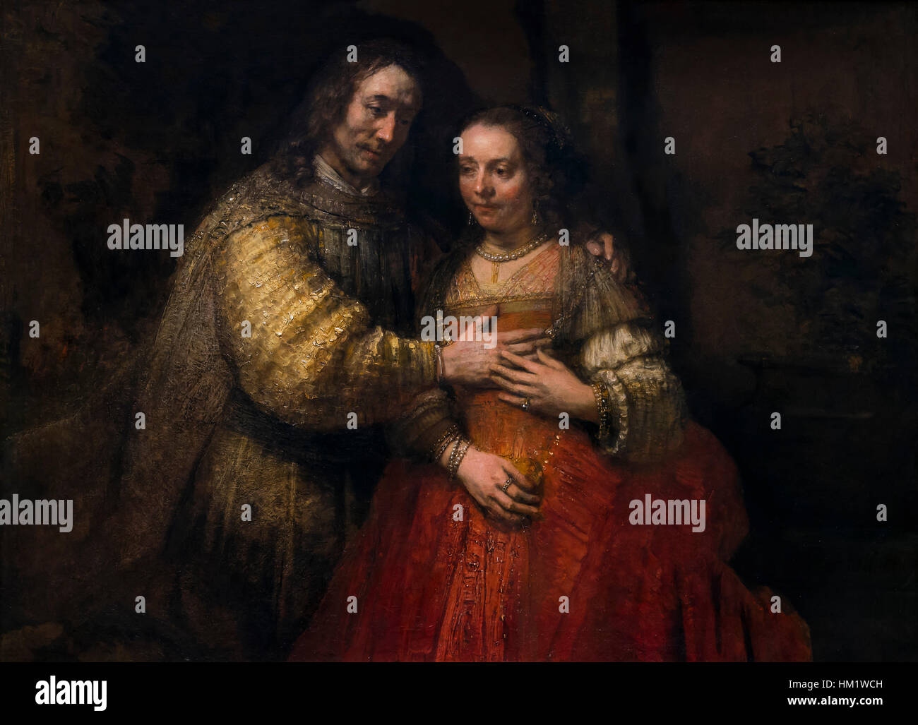 La novia judía, Isaac y Rebeca, de Rembrandt, circa 1665-9, óleo sobre lienzo, Rijksmuseum, Amsterdam, Países Bajos, Europa Foto de stock