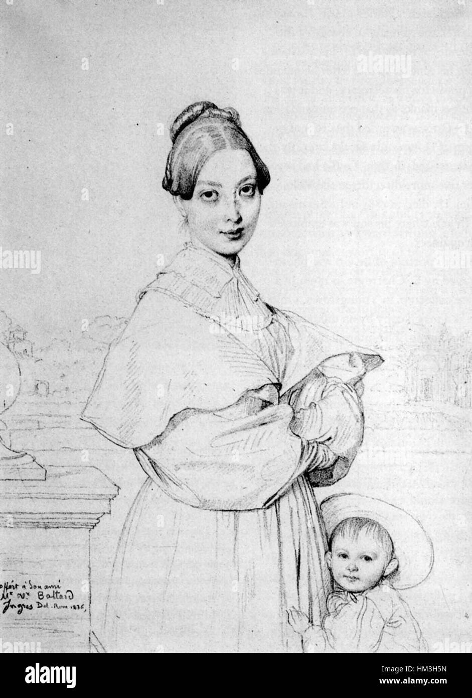 Ingres - Mme Victor Baltard & sa fille Paule Foto de stock