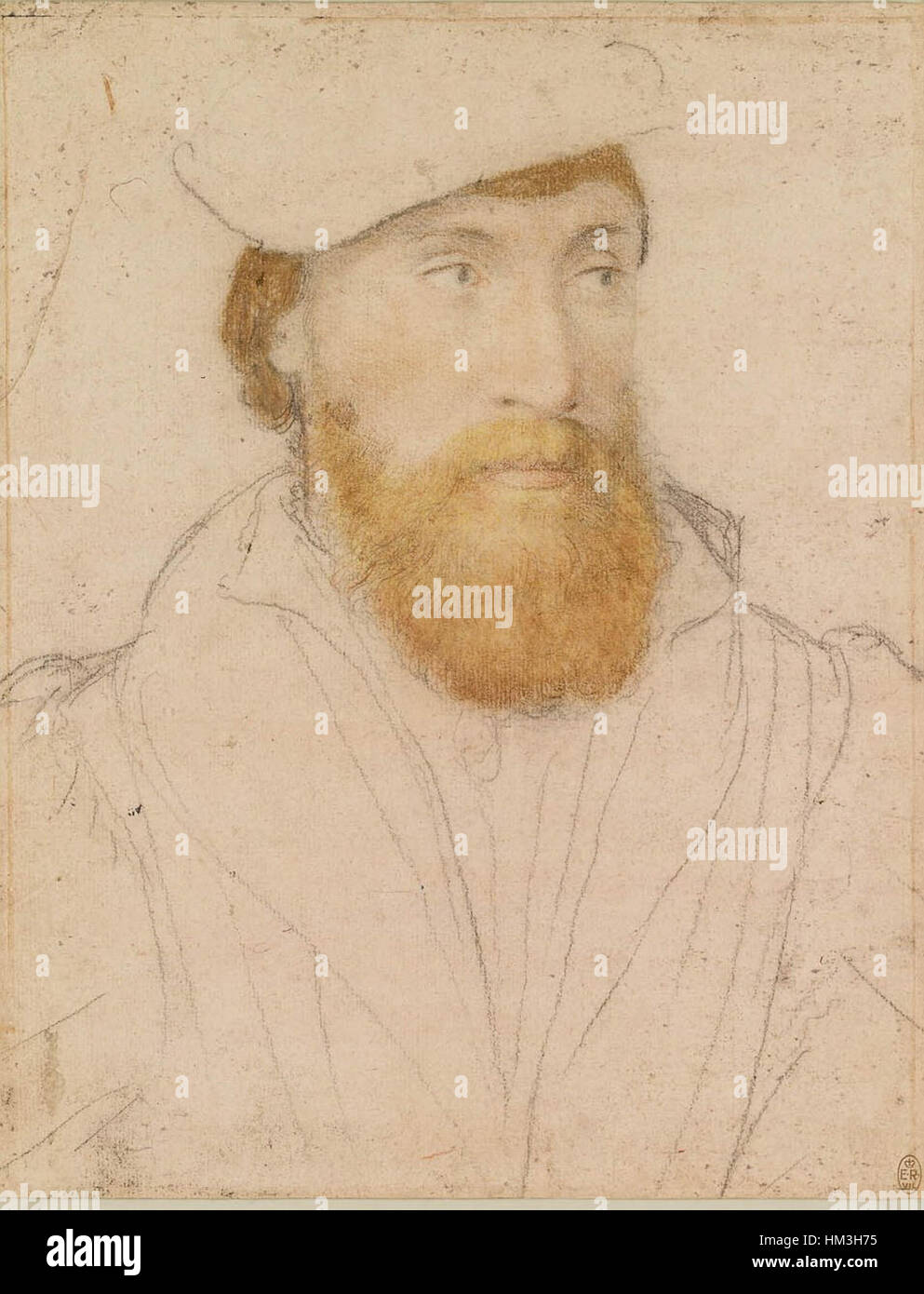 Hans Holbein el joven - Hombre desconocido con barba roja RL 12261 Foto de stock