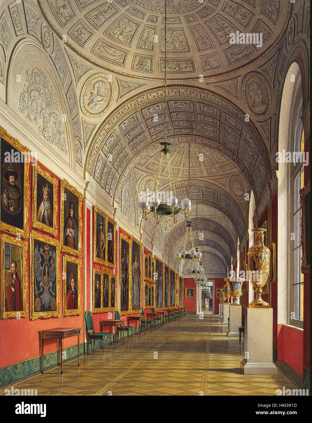 Hau. Los interiores de la Ermita. La parte norte de la galería Romanov. 1864 Foto de stock