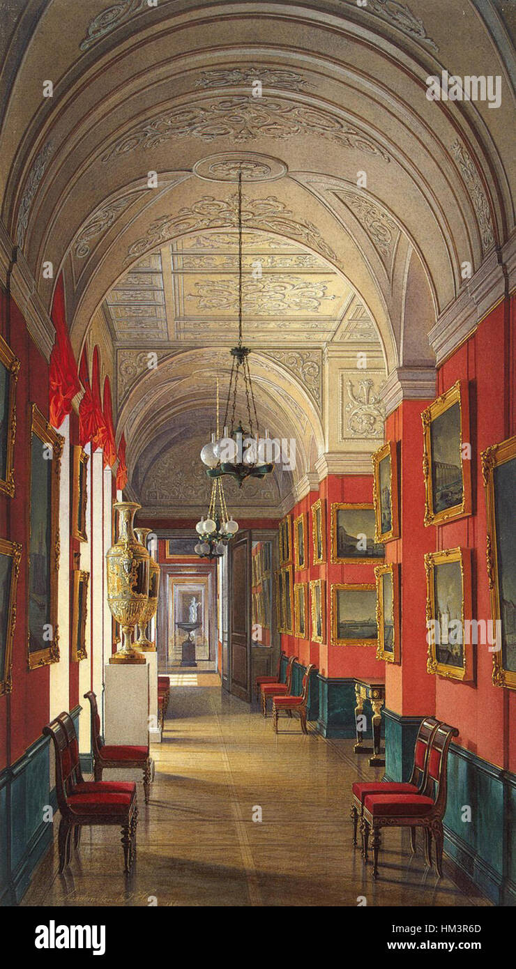 Hau. Los interiores de la Ermita. La Galería de vistas de San Petersburgo. 1864 Foto de stock