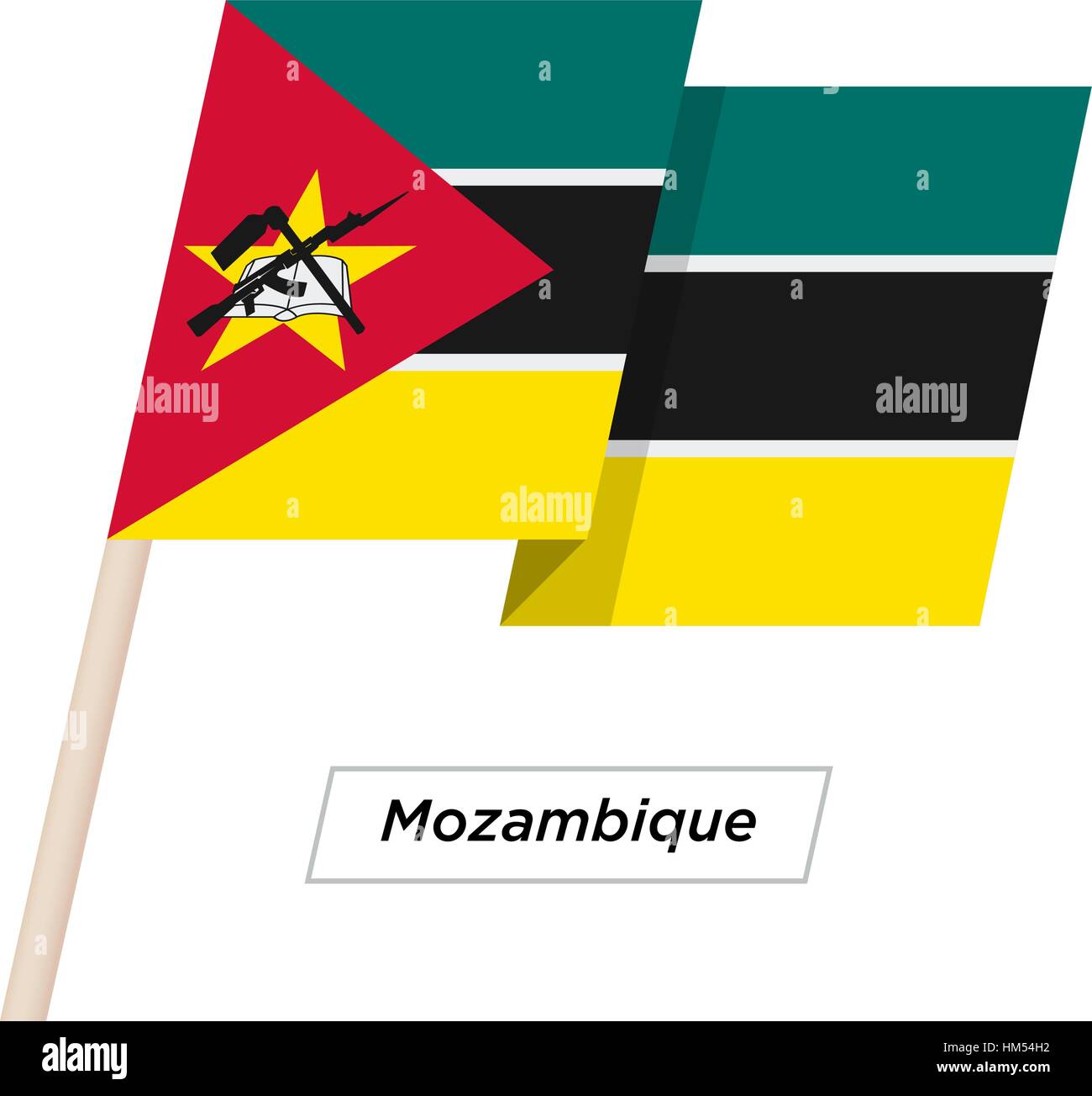 Cinta de Mozambique banderas ondeantes aislado en blanco. Ilustración vectorial. Ilustración del Vector