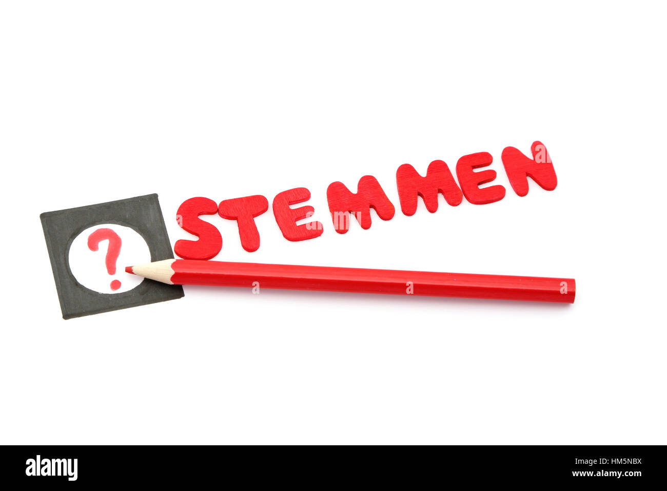 Un lápiz de color rojo y la palabra stemmen que significa votar en holandés  para las próximas elecciones, el 15 de marzo de 2017 en los Países Bajos  Fotografía de stock - Alamy