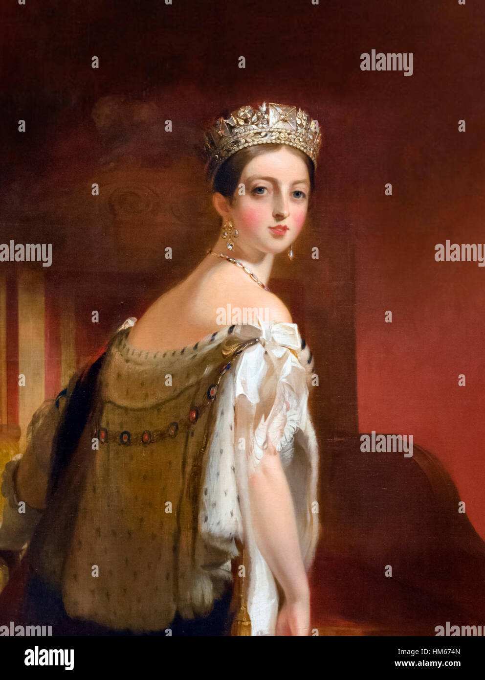 La reina Victoria, retrato de Thomas Sully, óleo sobre lienzo, 1838. Foto de stock