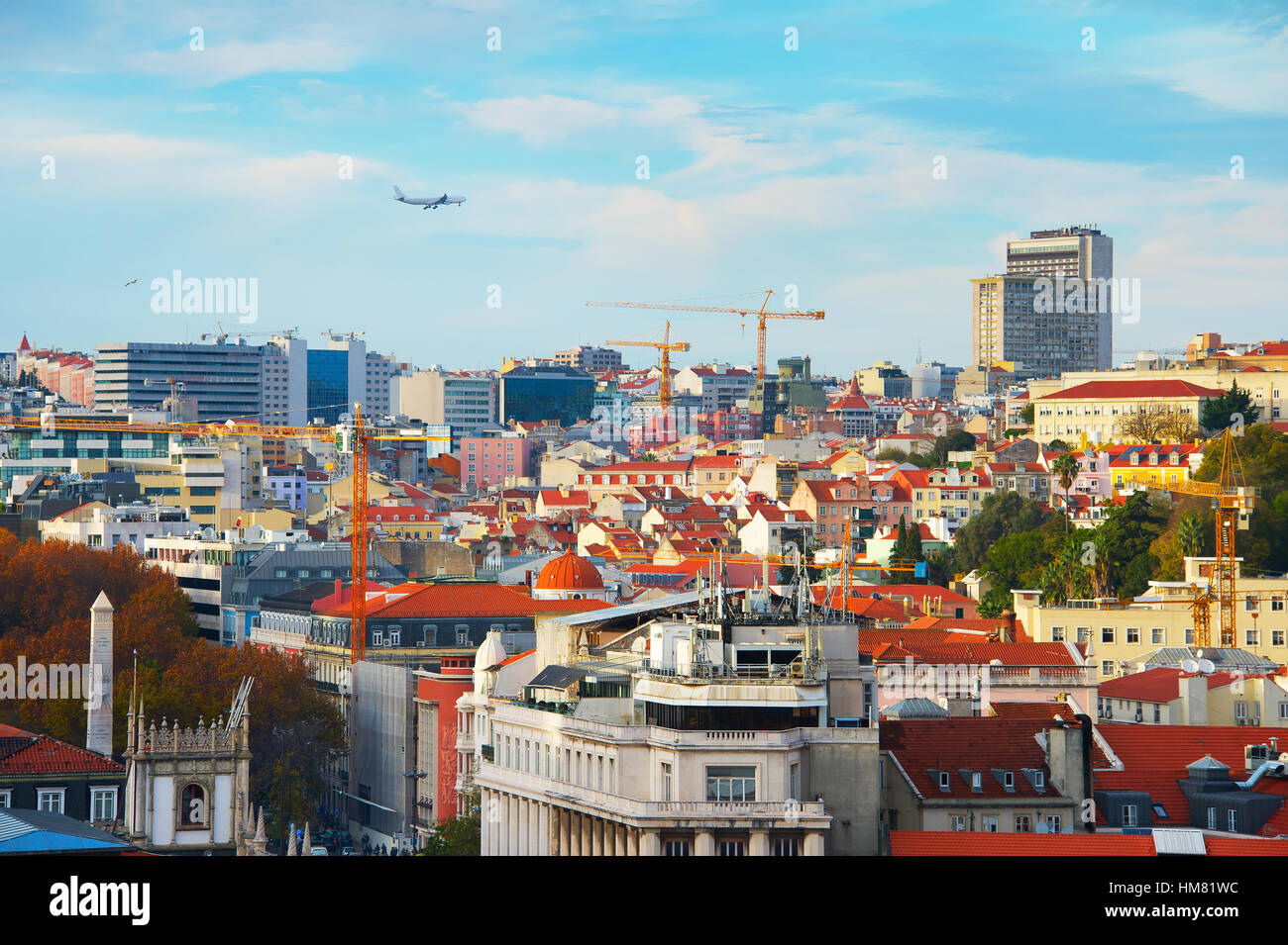 Vista de la ciudad de Lisboa con avión, Portugal Foto de stock