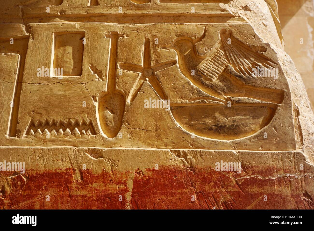 Jeroglífico. Hatshepsut. Ribera Occidental. Luxor antigua Thebas. El Alto Egipto. Foto de stock