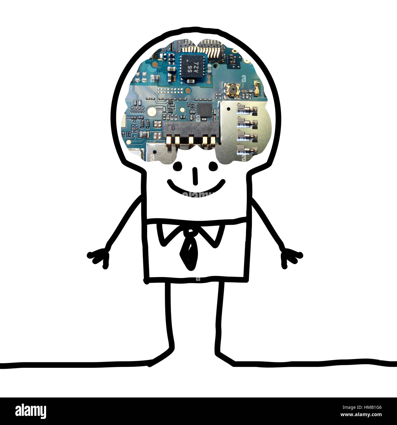 Cartoon Big Brain Man - cyber derechos Foto de stock