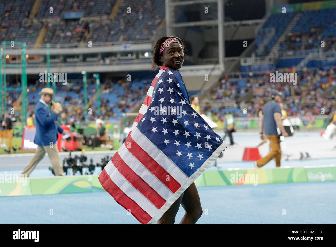 Río de Janeiro, Brasil. 13 de agosto de 2016 Tori Bowie (USA) gana la medalla de plata en los 100 metros femeninos en los Juegos Olímpicos de Verano de 2016. ©Paul J. Sutton/PC Foto de stock