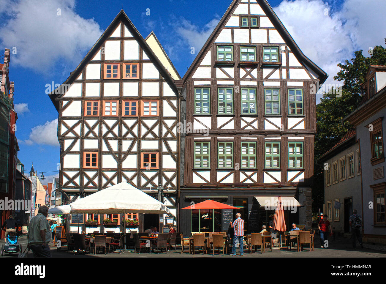 Casas Fachwerk en Erfurt, Alemania Foto de stock