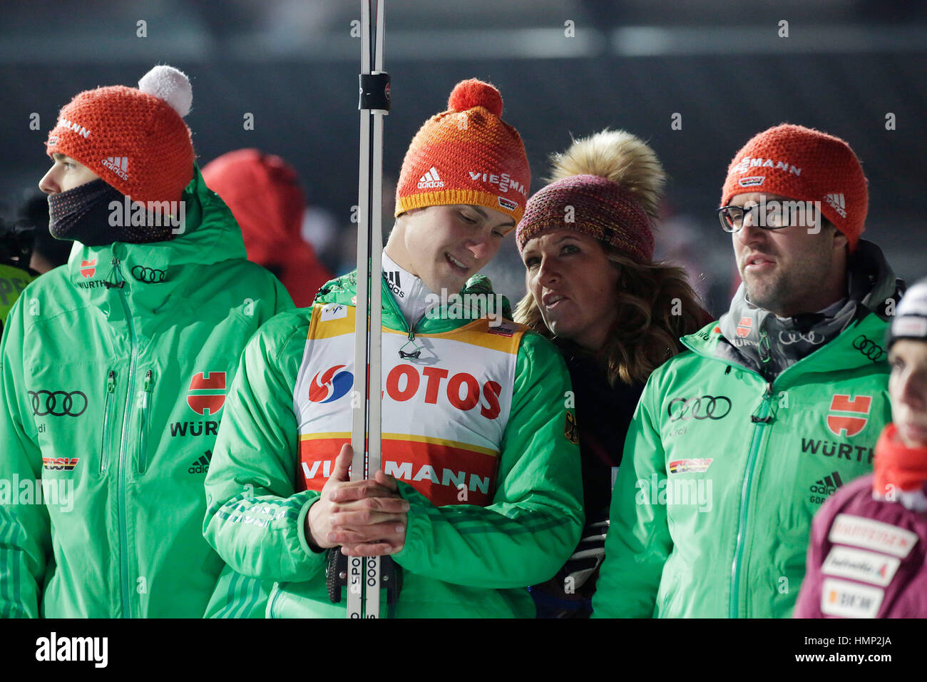 ZAKOPANE, POLONIA - Enero 23, 2016: la Copa Mundial de saltos de esquí FIS en Zakopane o/p Stephan Leyhe Foto de stock