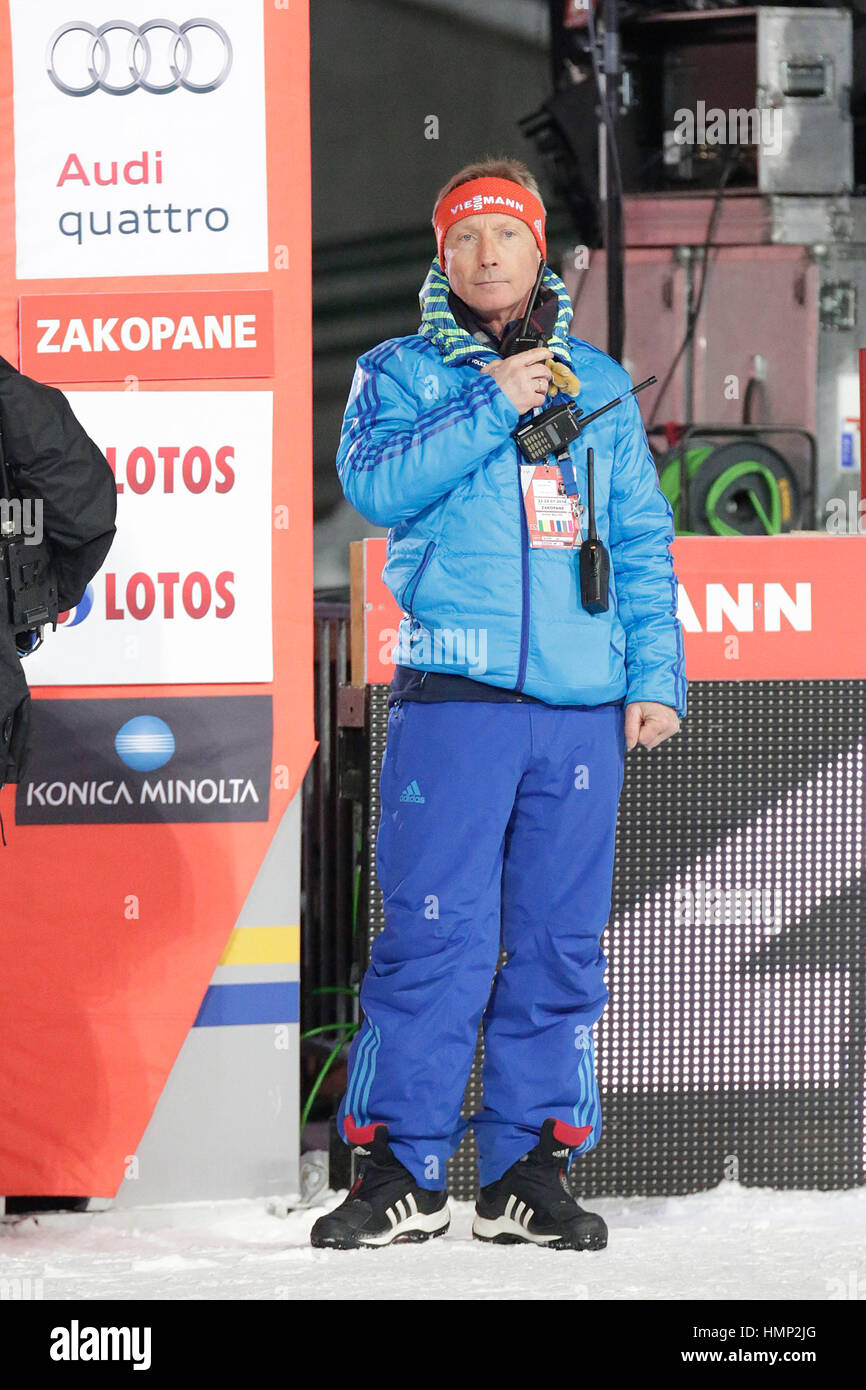 ZAKOPANE, POLONIA - Enero 23, 2016: la Copa Mundial de saltos de esquí FIS en Zakopane o/p Walter Hofer Foto de stock