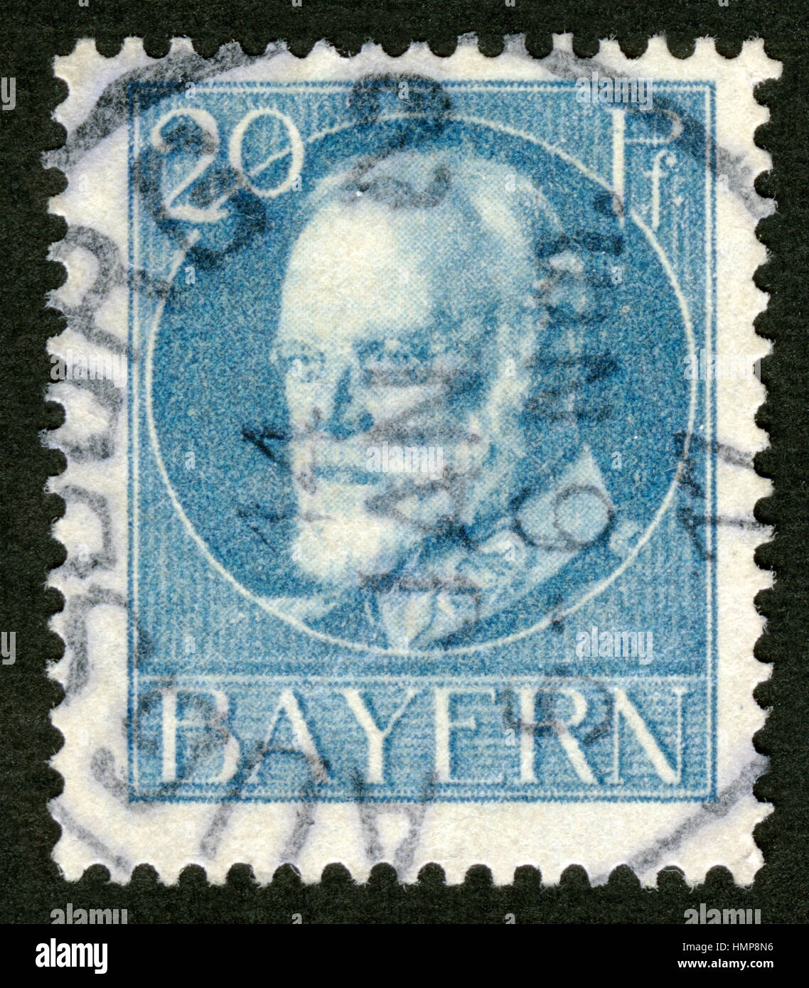Bayern Postage Stamp, retrato el Rey Ludwig III, Año 1920 Foto de stock