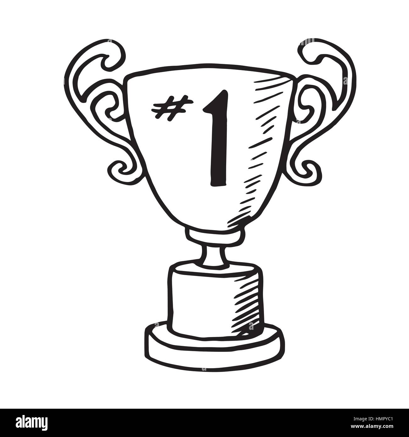 Trofeo de Oro Vector dibujados a mano Doodle ilustración para el primer ganador Imagen Vector de Trofeo de Oro Vector dibujados a mano Doodle ilustración para el primer ganador Imagen Vector de