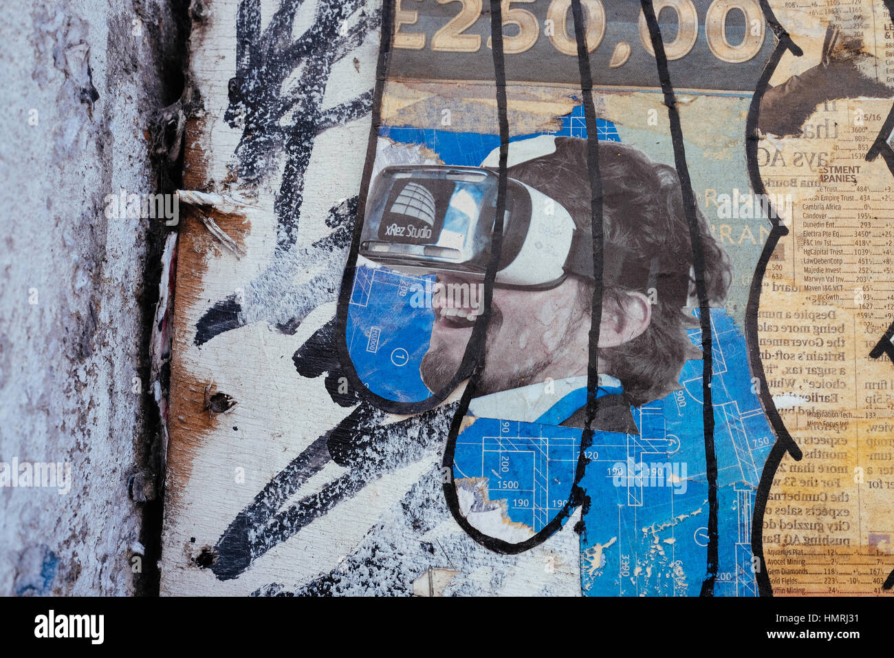 Arte En La Calle Pegar En La Pared Ilustrando Un Hombre Llevando