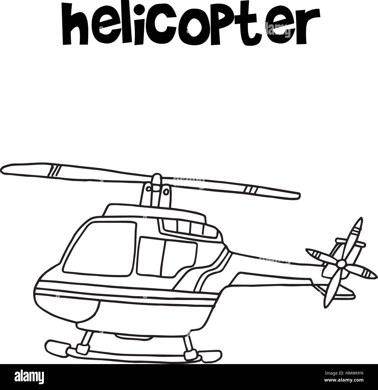 Dibujar a mano de transporte por helicóptero Imagen Vector de stock - Alamy