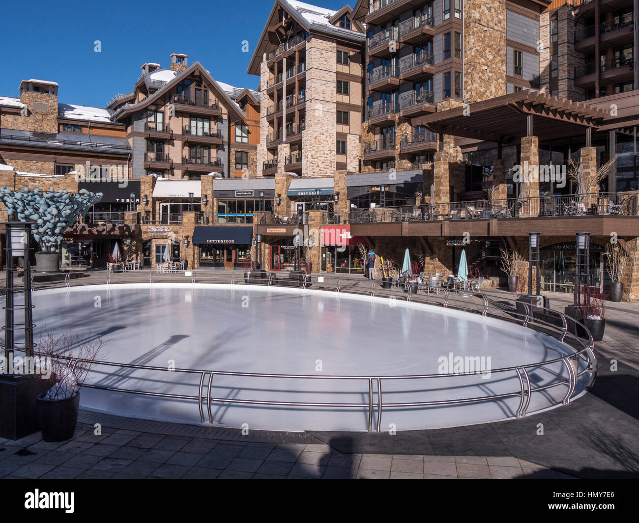 La pista de patinaje sobre hielo, Vail Village, en invierno, la