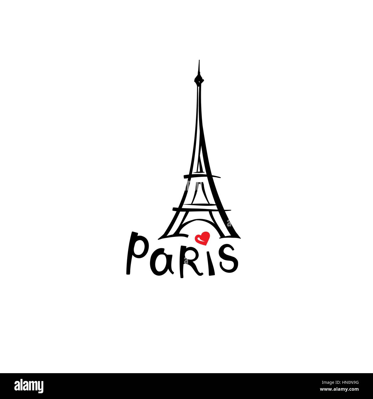 Signo de París. francés famoso torre eiffel. Viajes Francia etiqueta. París  icono arquitectónico con rotulación Imagen Vector de stock - Alamy