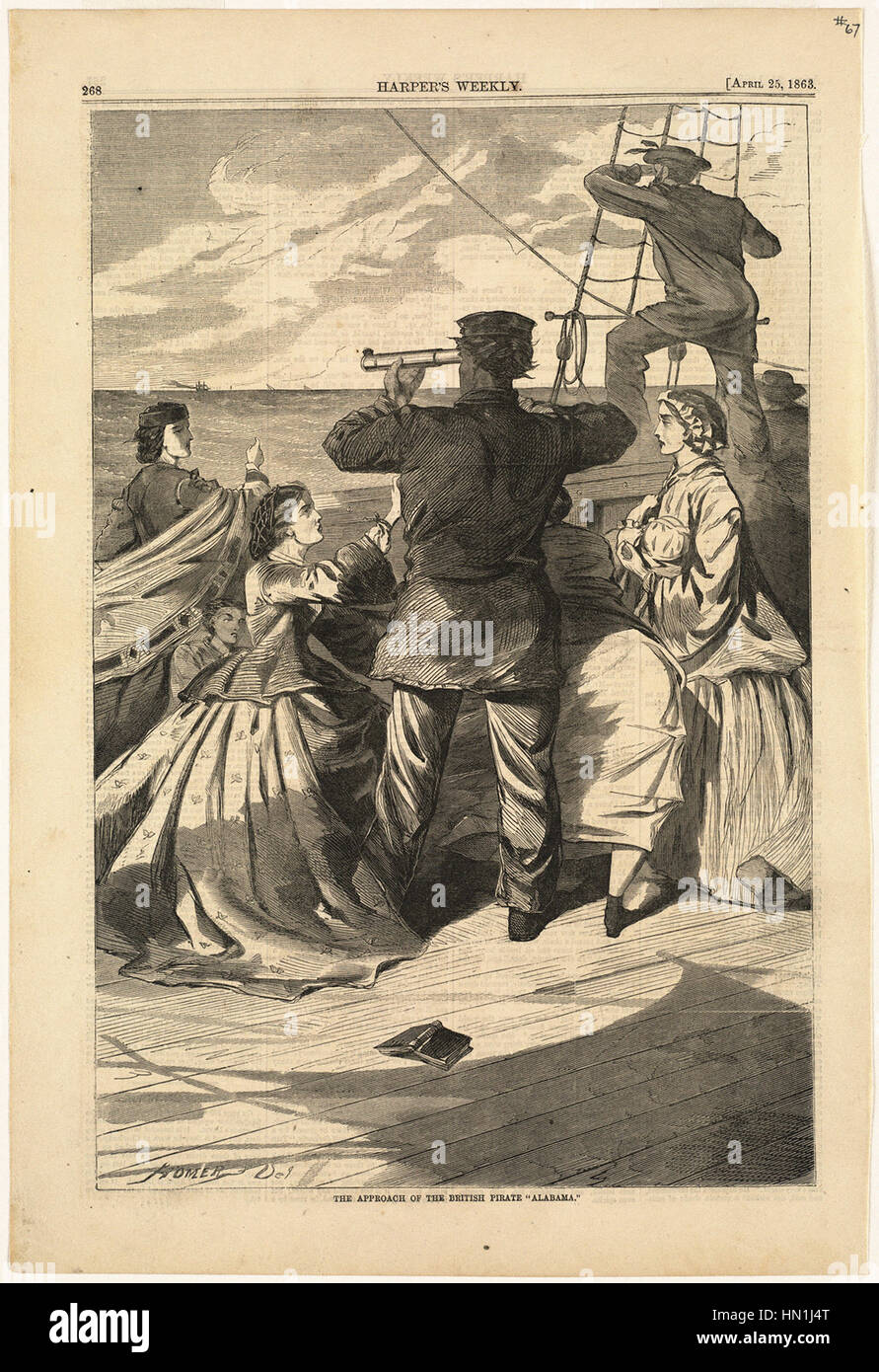 Winslow Homer - El enfoque del pirata británico   Foto de stock