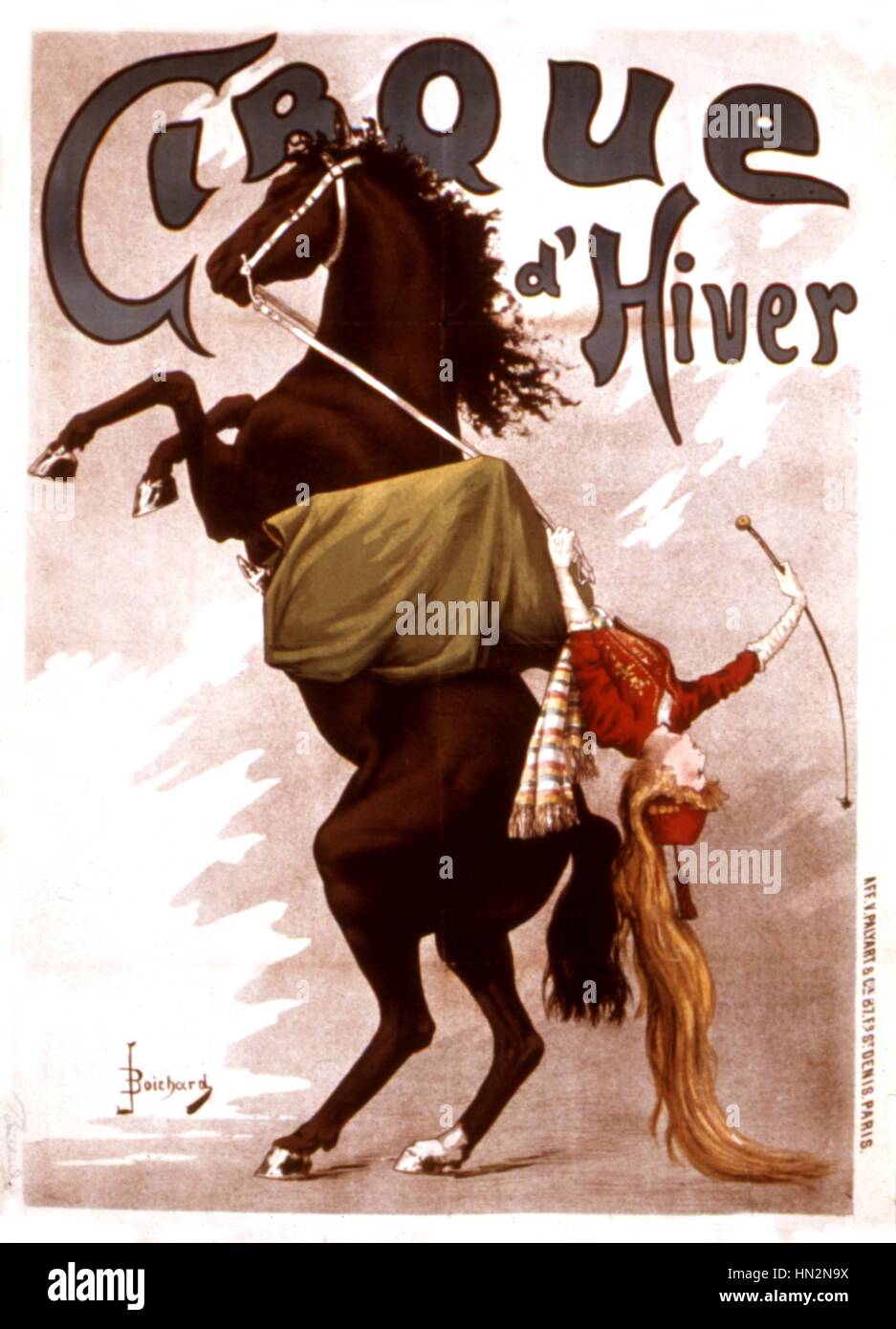 Cartel publicitario para el Cirque d'Hiver Francia del siglo XIX. Foto de stock