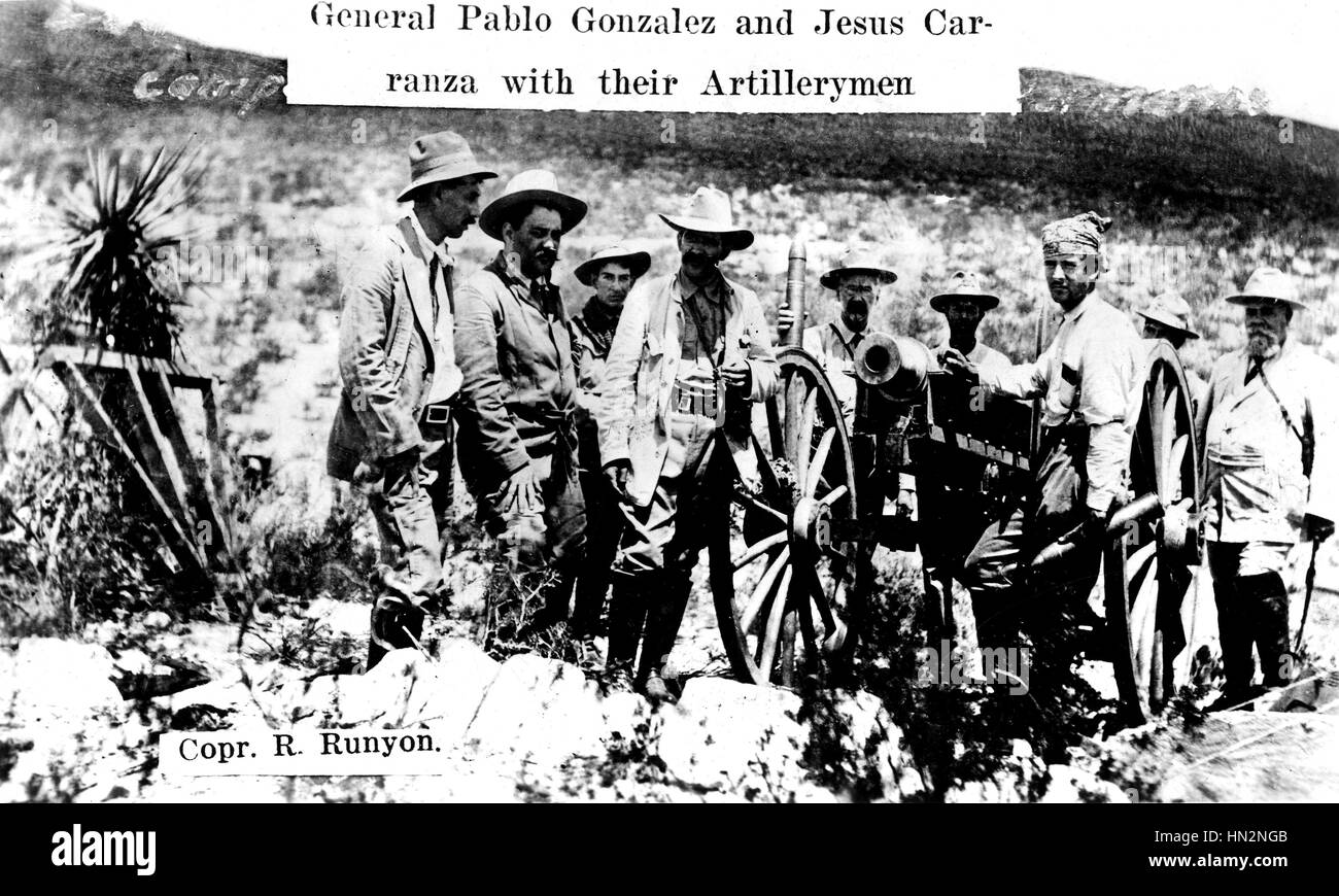 La Revolución Mexicana. General Pablo González y Jesús Carranza con su artillería de abril de 1914, México, Washington, D.C., la Biblioteca del Congreso Foto de stock