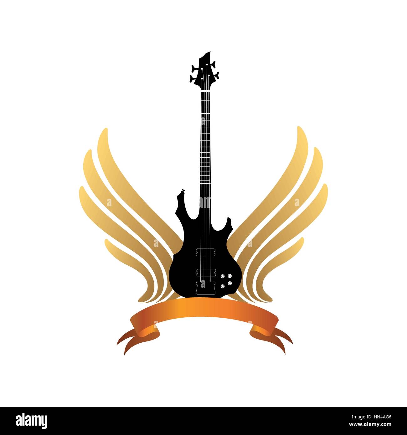 Ilustración musical siluetas de alas. música rock símbolo. guitarra con alas arco de texto plano instrumento backg muical Imagen Vector de stock - Alamy