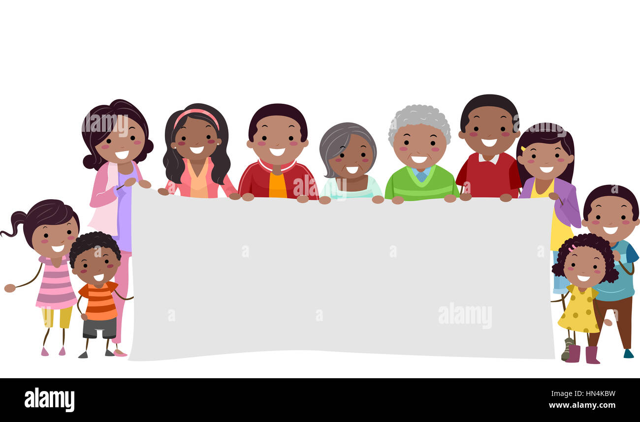 Stickman Ilustración de una familia que posee un título vacío