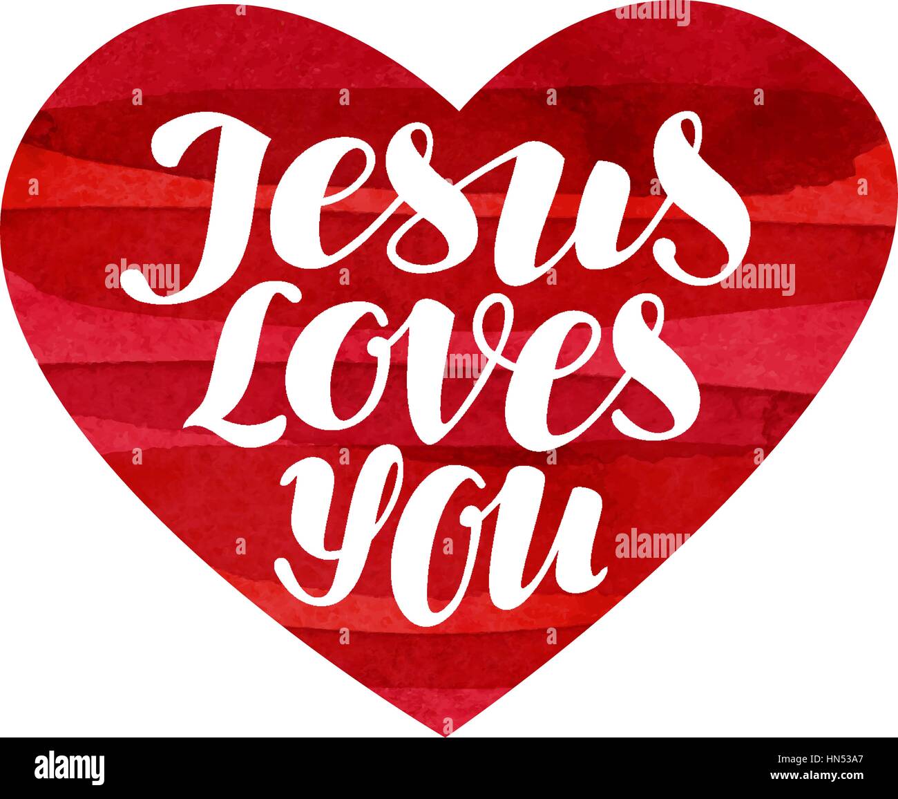 Jesús te ama. Rotulación, caligrafía en forma de corazón. Ilustración vectorial Ilustración del Vector