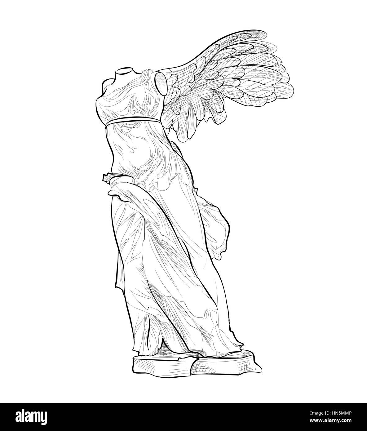 La famosa estatua griega nike símbolo de la antigua Grecia. Ilustración del Vector