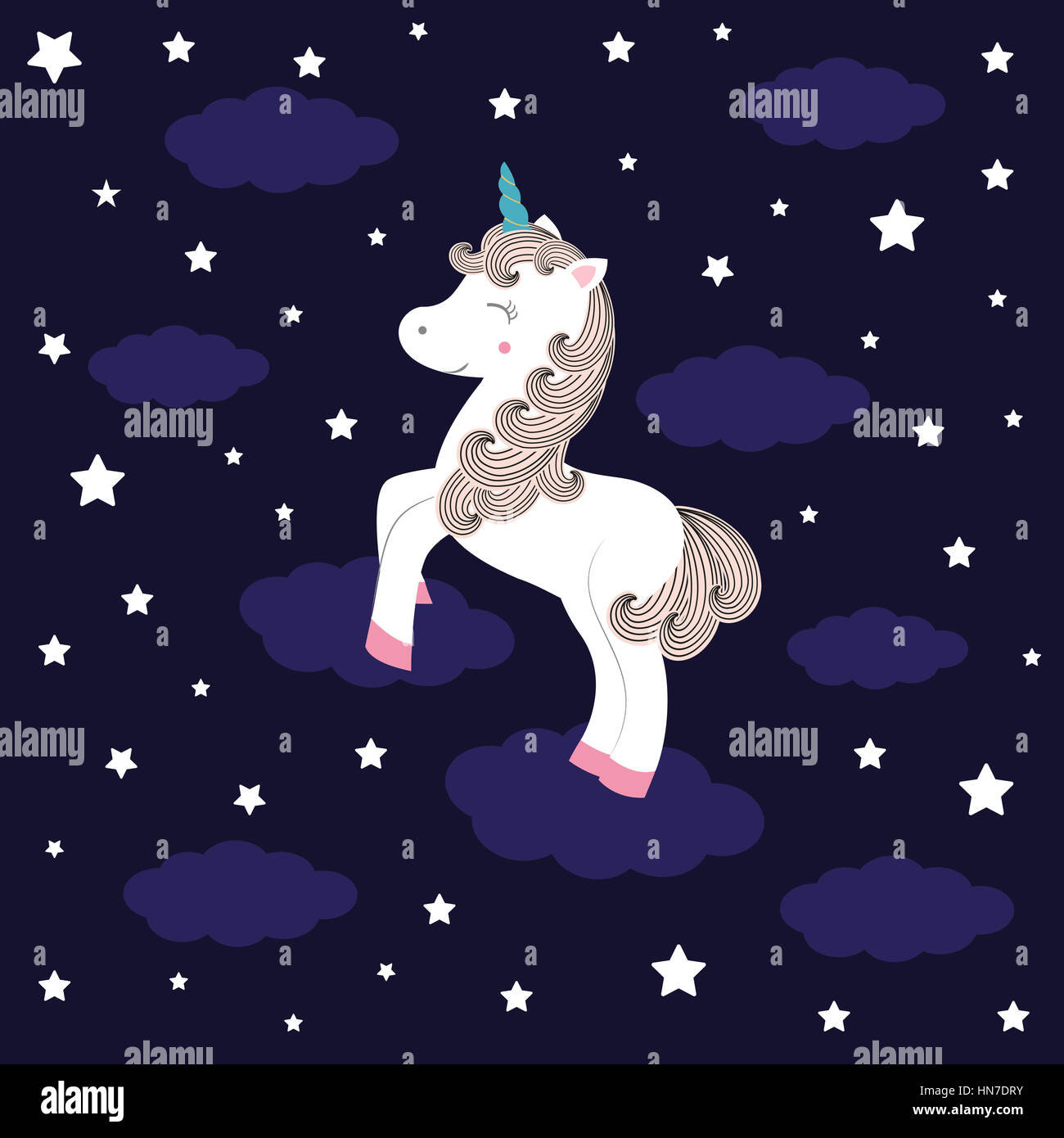 Ilustración vectorial de lindo unicornio mágico Foto de stock